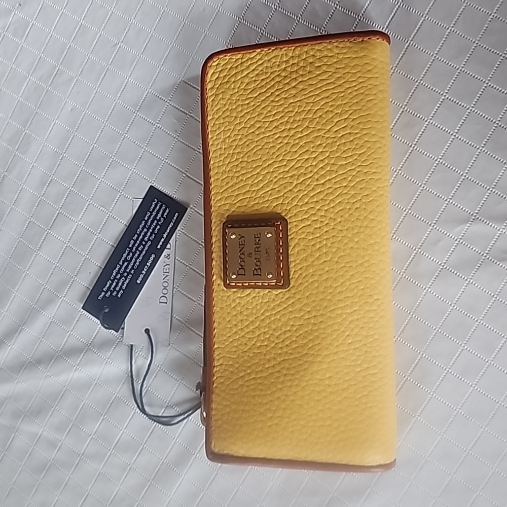 Dooney & Bourke Yellow Pebbled Leather Wristlet